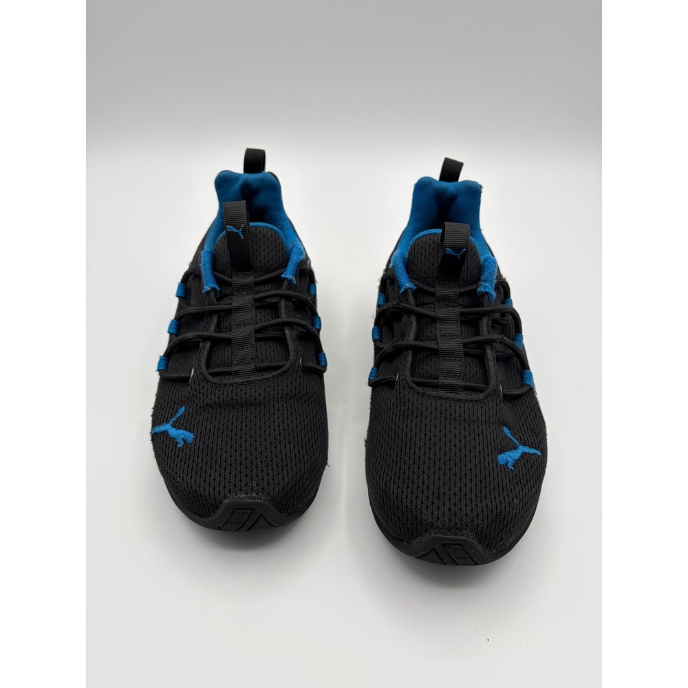 Puma Axelion Lightning Sneakers Kids Size 2C Black Blue Athletic Running Shoes - Picture 2 of 9